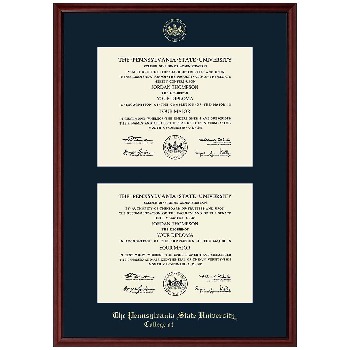 #101 College of… double diploma frame Camby (Mahogany)